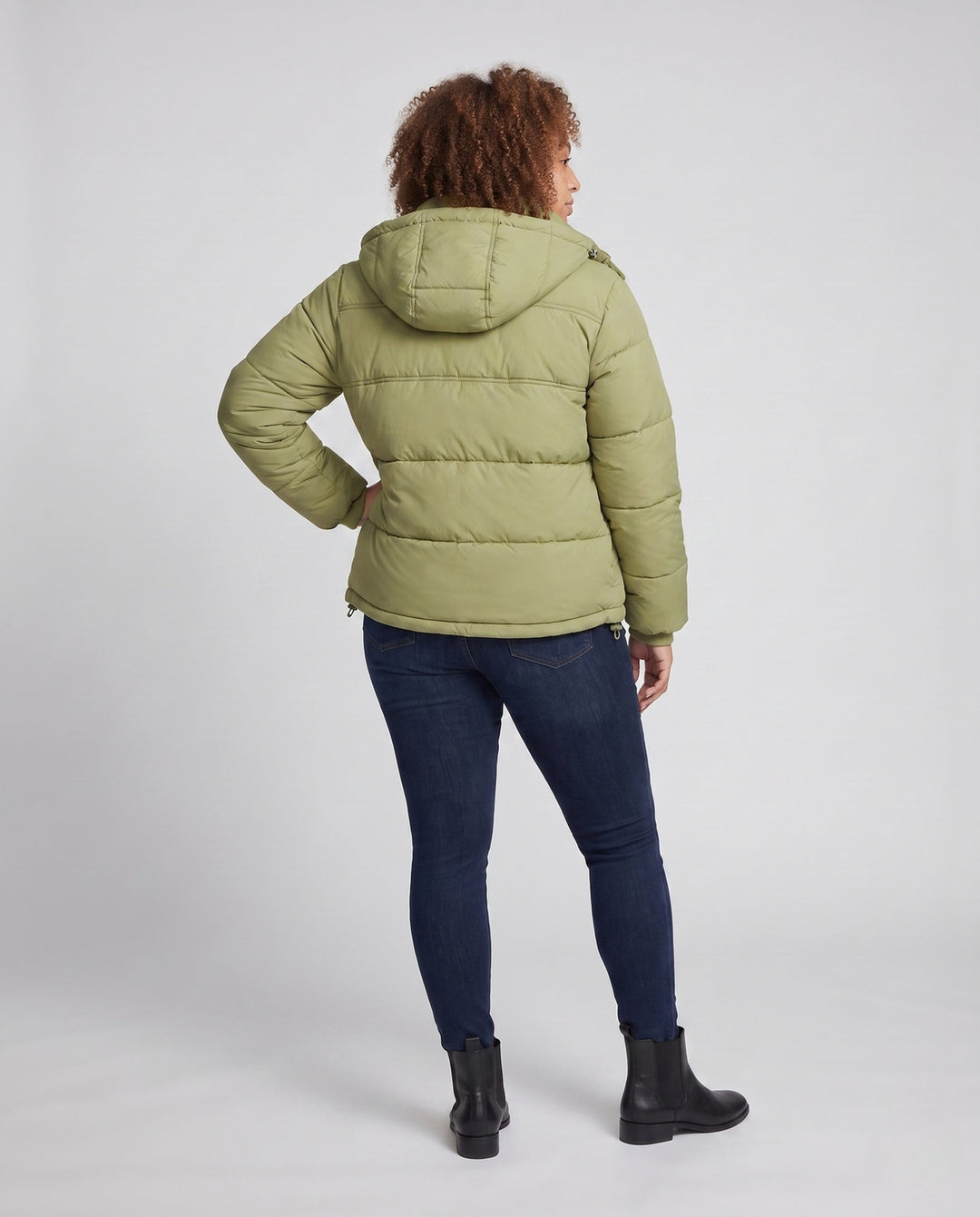 Dam Vadderad Oversize Quiltad Jacka med Hög Stå Krage och Justerbar Drawstring