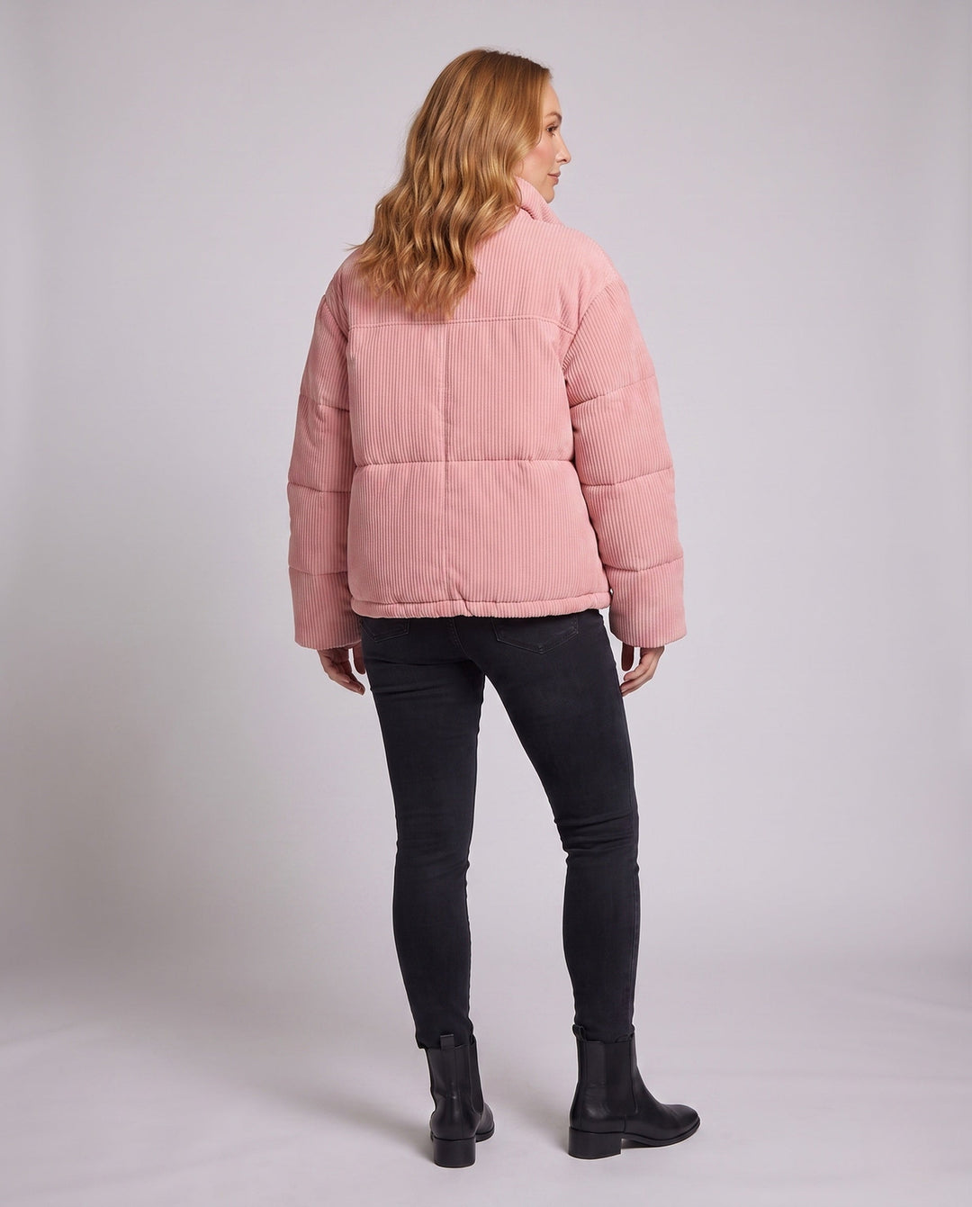 Dam Oversize Cord Vadderad Jacka med Huva och Värmande Termisk Insulation