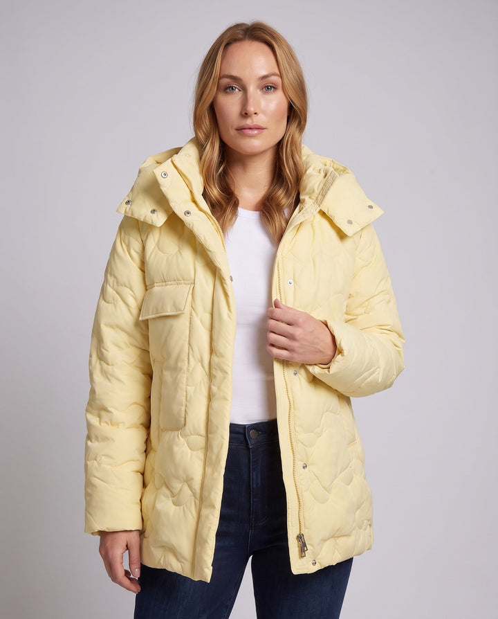 Dam Oversize Quiltad Jacka med Hög Stå Krage och Stora Patch Fickor