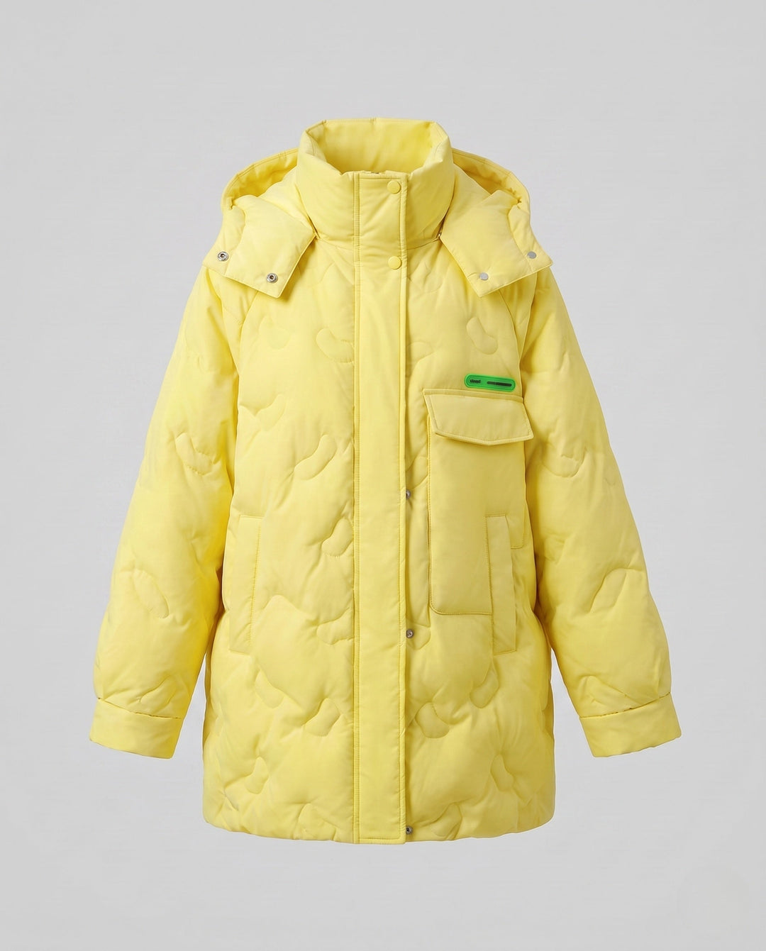 Dam Oversize Quiltad Jacka med Hög Stå Krage och Stora Patch Fickor