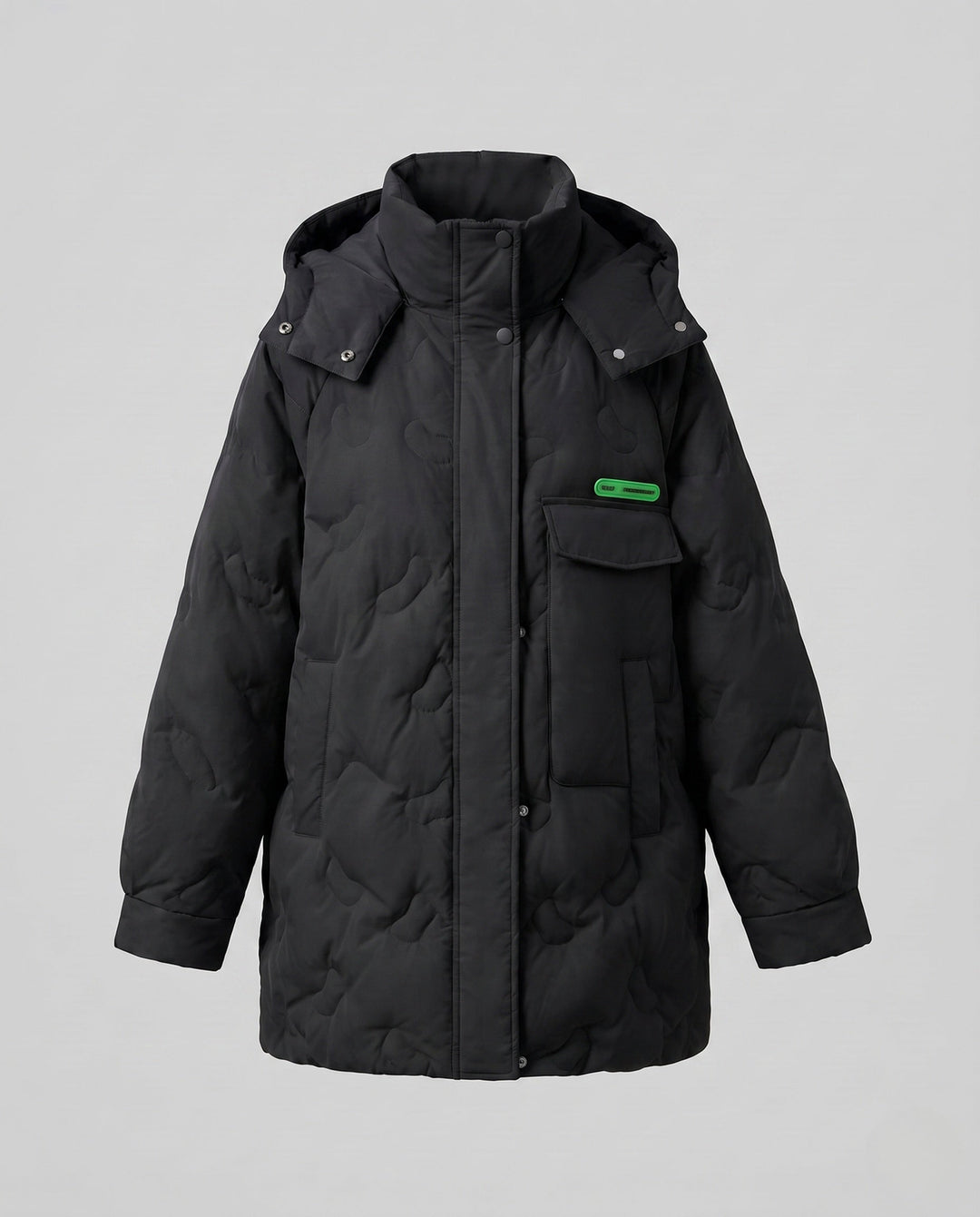 Dam Oversize Quiltad Jacka med Hög Stå Krage och Stora Patch Fickor