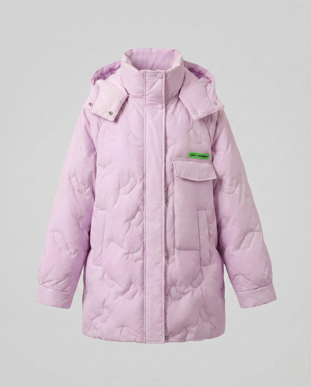 Dam Oversize Quiltad Jacka med Hög Stå Krage och Stora Patch Fickor