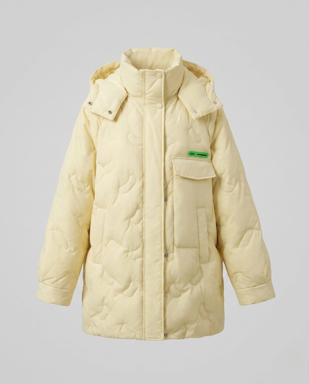 Dam Oversize Quiltad Jacka med Hög Stå Krage och Stora Patch Fickor