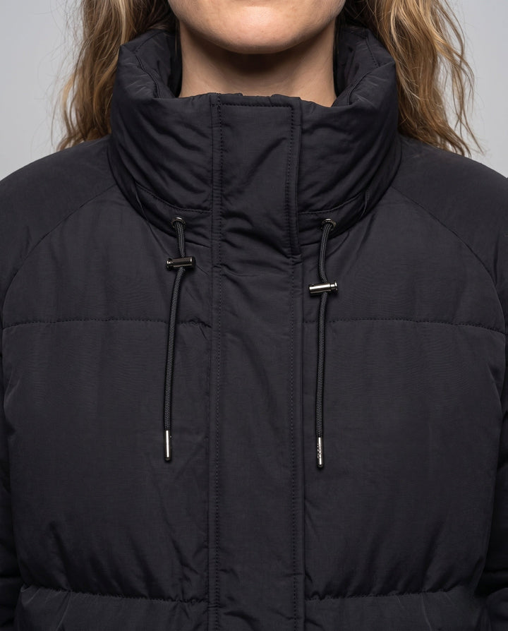 Unisex Oversize Quiltad Jacka med Contrast Stripes på Ärmar, Hög-Closing Krage, och Huva Knäppning