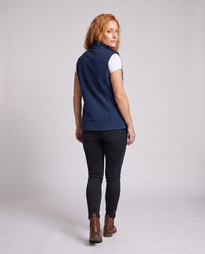 Dam Lätt Fleece Väst med Hög Standing Krage, Front Dragkedja och Two-Way Dragkedja