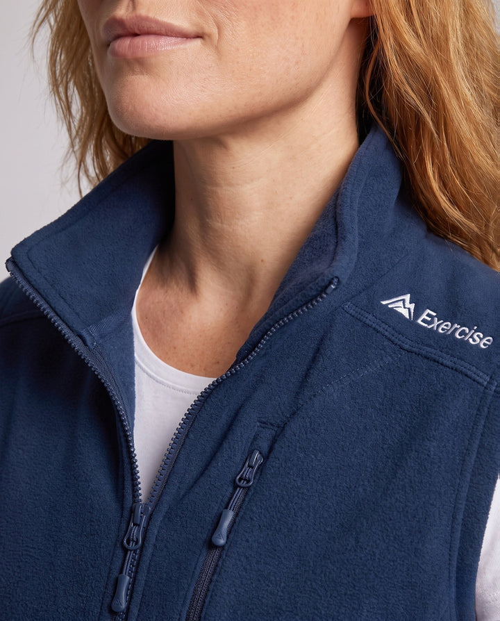 Dam Lätt Fleece Väst med Hög Standing Krage, Front Dragkedja och Two-Way Dragkedja