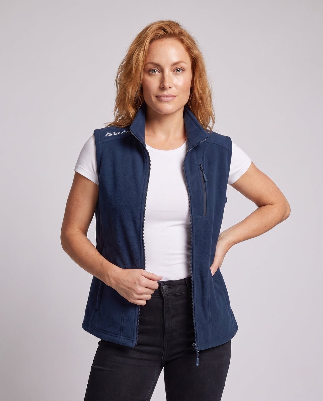 Dam Lätt Fleece Väst med Hög Standing Krage, Front Dragkedja och Two-Way Dragkedja