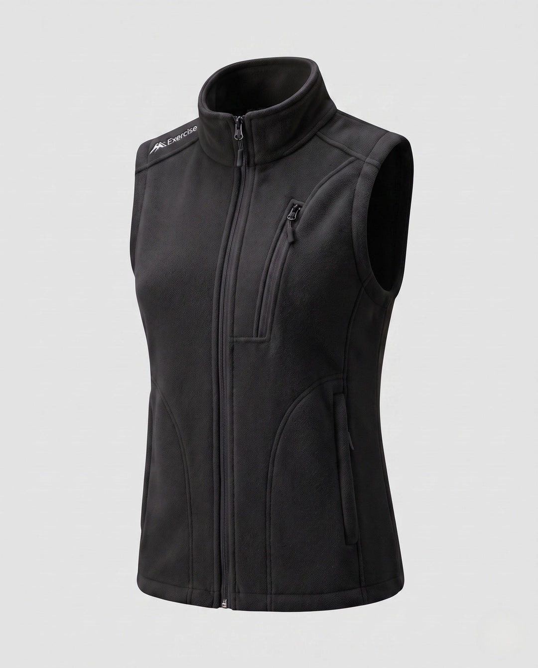 Dam Lätt Fleece Väst med Hög Standing Krage, Front Dragkedja och Two-Way Dragkedja