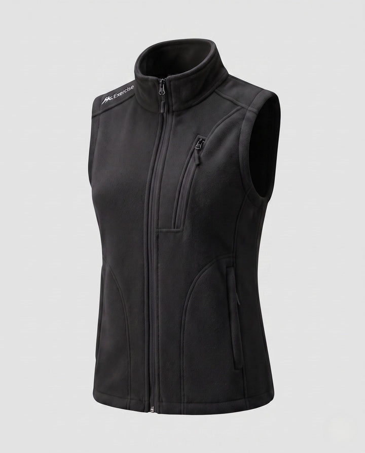 Dam Lätt Fleece Väst med Hög Standing Krage, Front Dragkedja och Two-Way Dragkedja