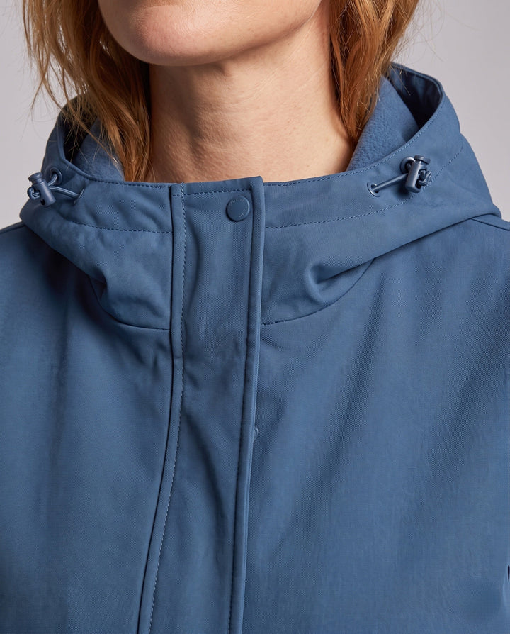 Dam Lätt Softshell med Huva Jacka med Dold Front Knäppning och Justerbar Velcro Muddar