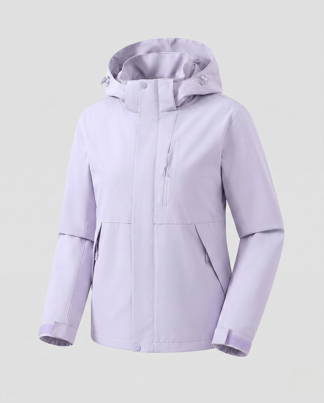 Dam Lätt Softshell med Huva Jacka med Dold Front Knäppning och Justerbar Velcro Muddar