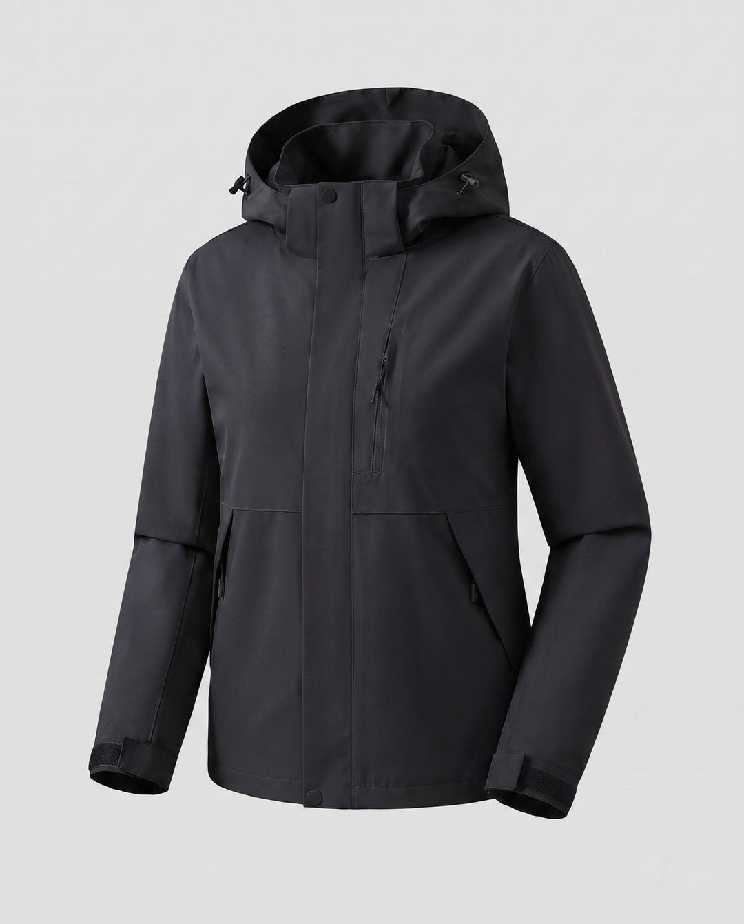 Dam Lätt Softshell med Huva Jacka med Dold Front Knäppning och Justerbar Velcro Muddar