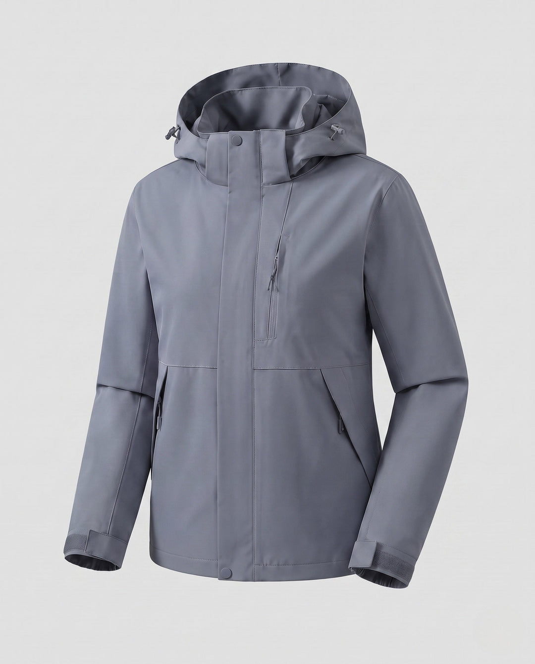 Dam Lätt Softshell med Huva Jacka med Dold Front Knäppning och Justerbar Velcro Muddar