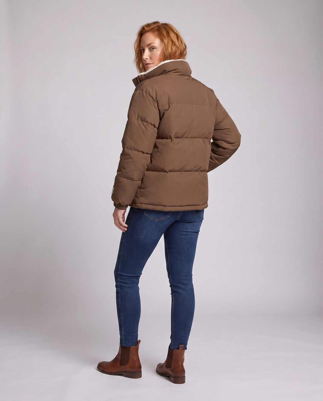 Dam Oversize Termisk Vadderad Jacka med Teddy Foder, Hög Komfort Krage och Elastic Muddar
