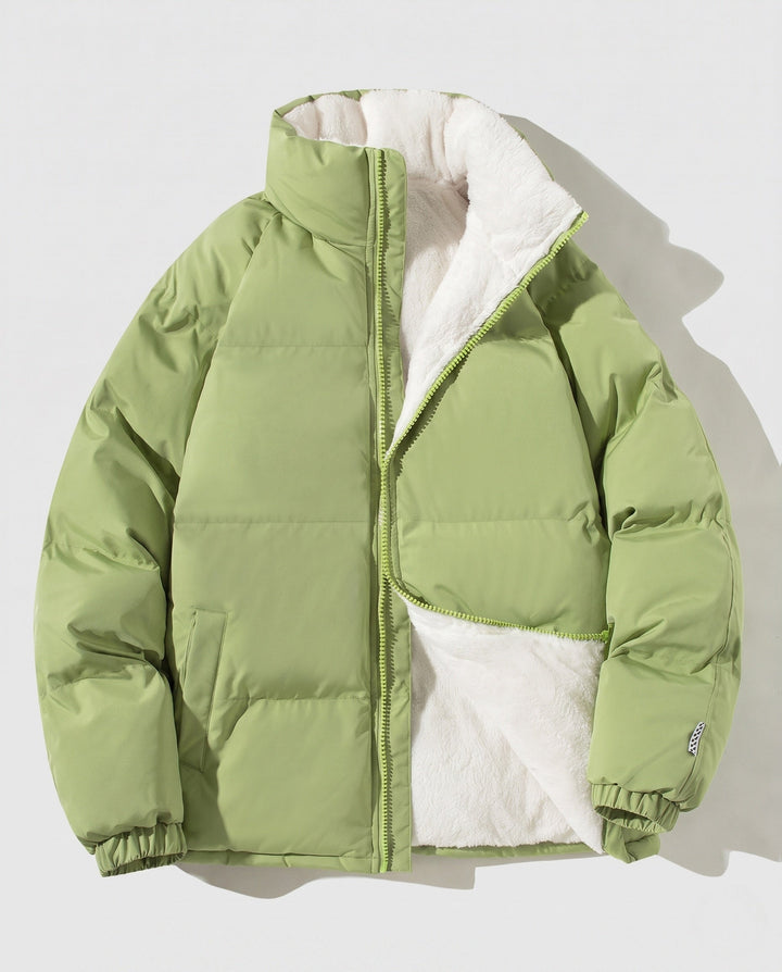 Dam Oversize Termisk Vadderad Jacka med Teddy Foder, Hög Komfort Krage och Elastic Muddar