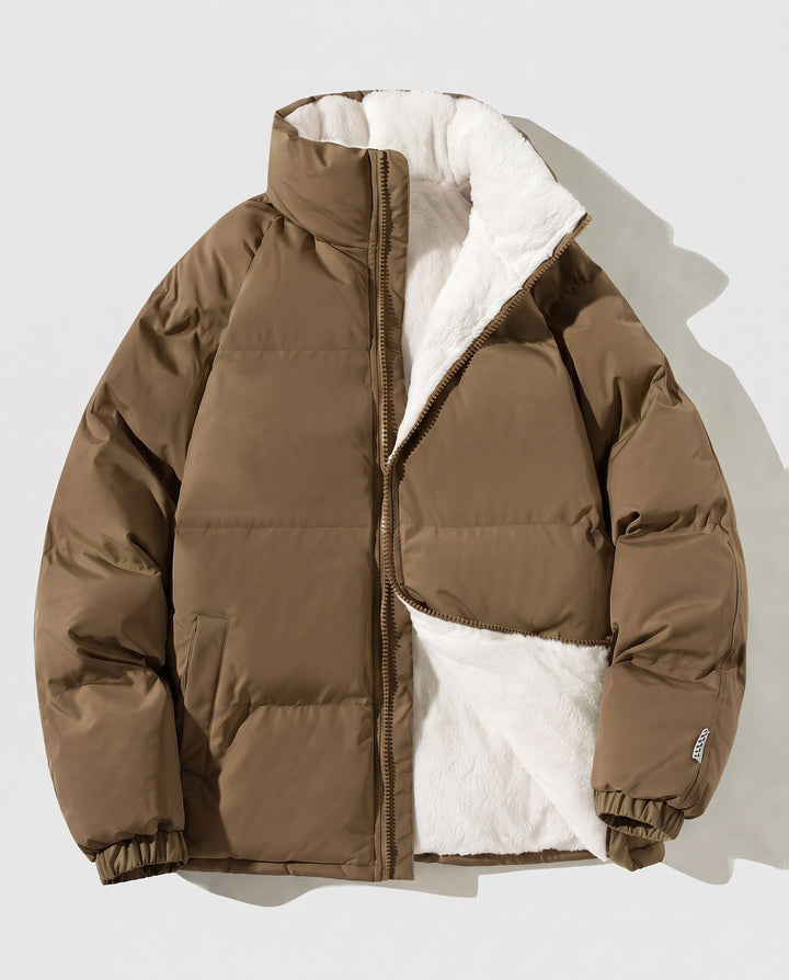 Dam Oversize Termisk Vadderad Jacka med Teddy Foder, Hög Komfort Krage och Elastic Muddar