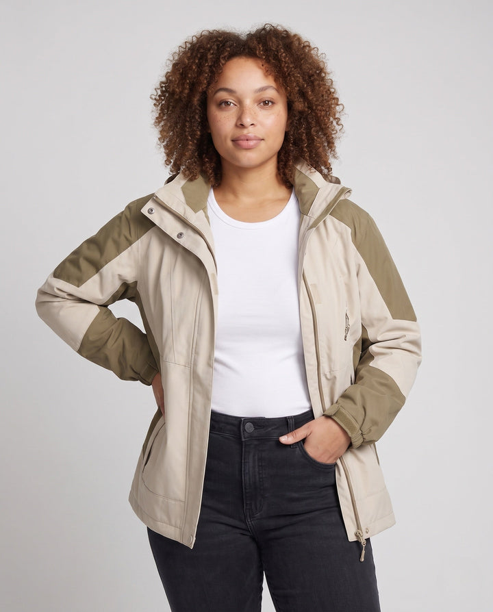 Dam Two-Layer Softshelljacka med Mjuk Fleece Foder, Justerbar Huva, och Raglan Ärmar