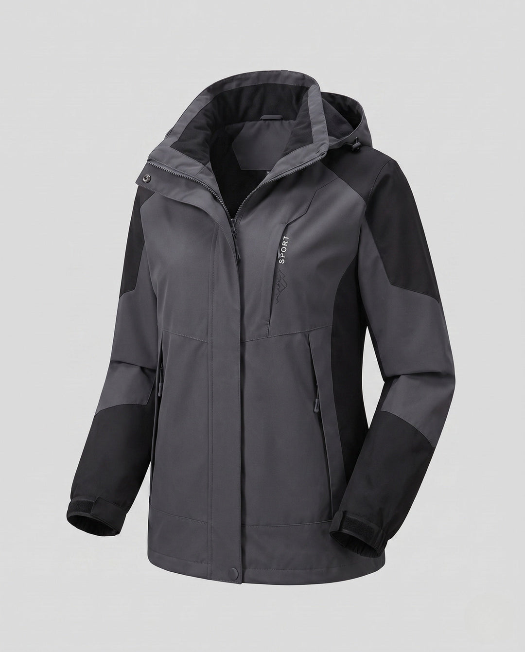 Dam Two-Layer Softshelljacka med Mjuk Fleece Foder, Justerbar Huva, och Raglan Ärmar