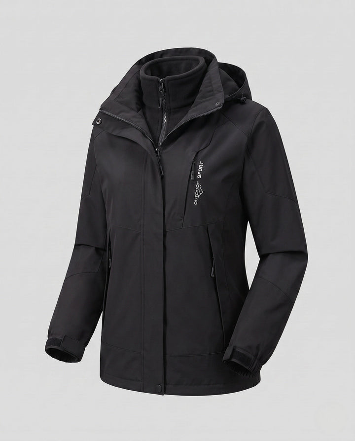 Dam Two-Layer Softshelljacka med Mjuk Fleece Foder, Justerbar Huva, och Raglan Ärmar