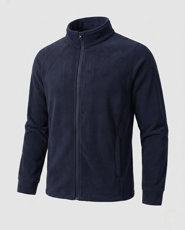 Herr Fleece Trekking Jacka med Ståkrage, Raglan Ärmar, och Dold Dragkedja