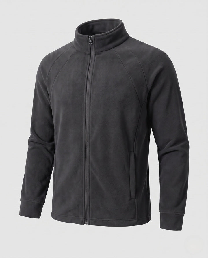 Herr Fleece Trekking Jacka med Ståkrage, Raglan Ärmar, och Dold Dragkedja