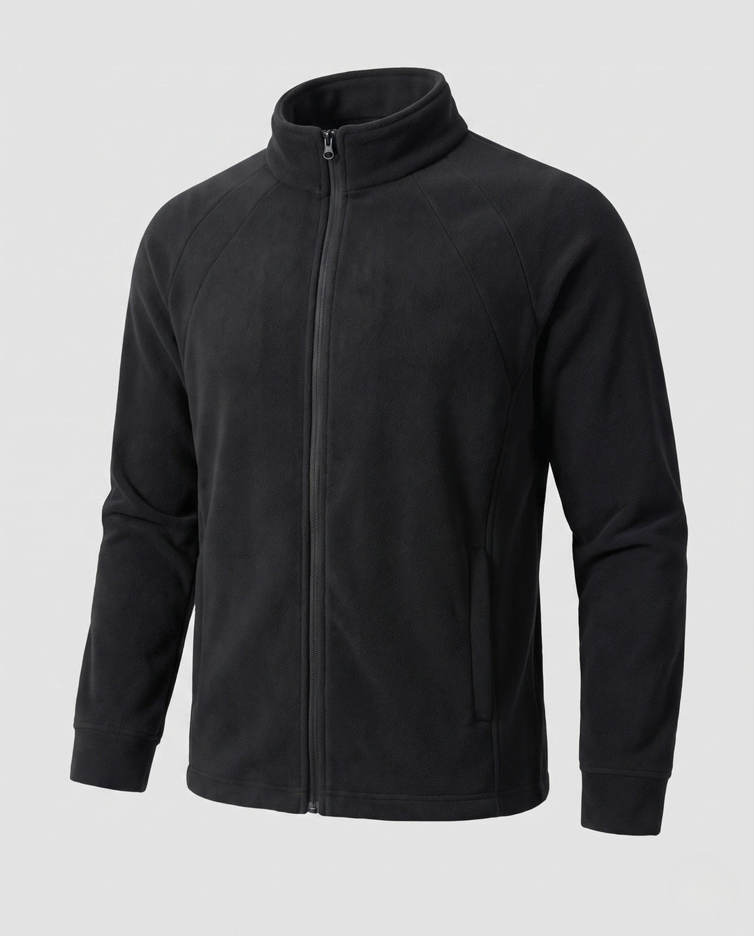 Herr Fleece Trekking Jacka med Ståkrage, Raglan Ärmar, och Dold Dragkedja