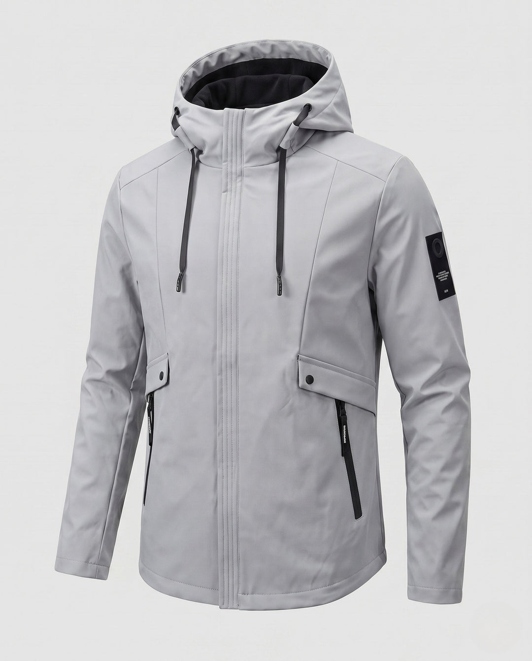 Herr Lätt Softshell Parkas med Huva, Vindresistent Yta, Dold Dragkedja, och Lockfickor