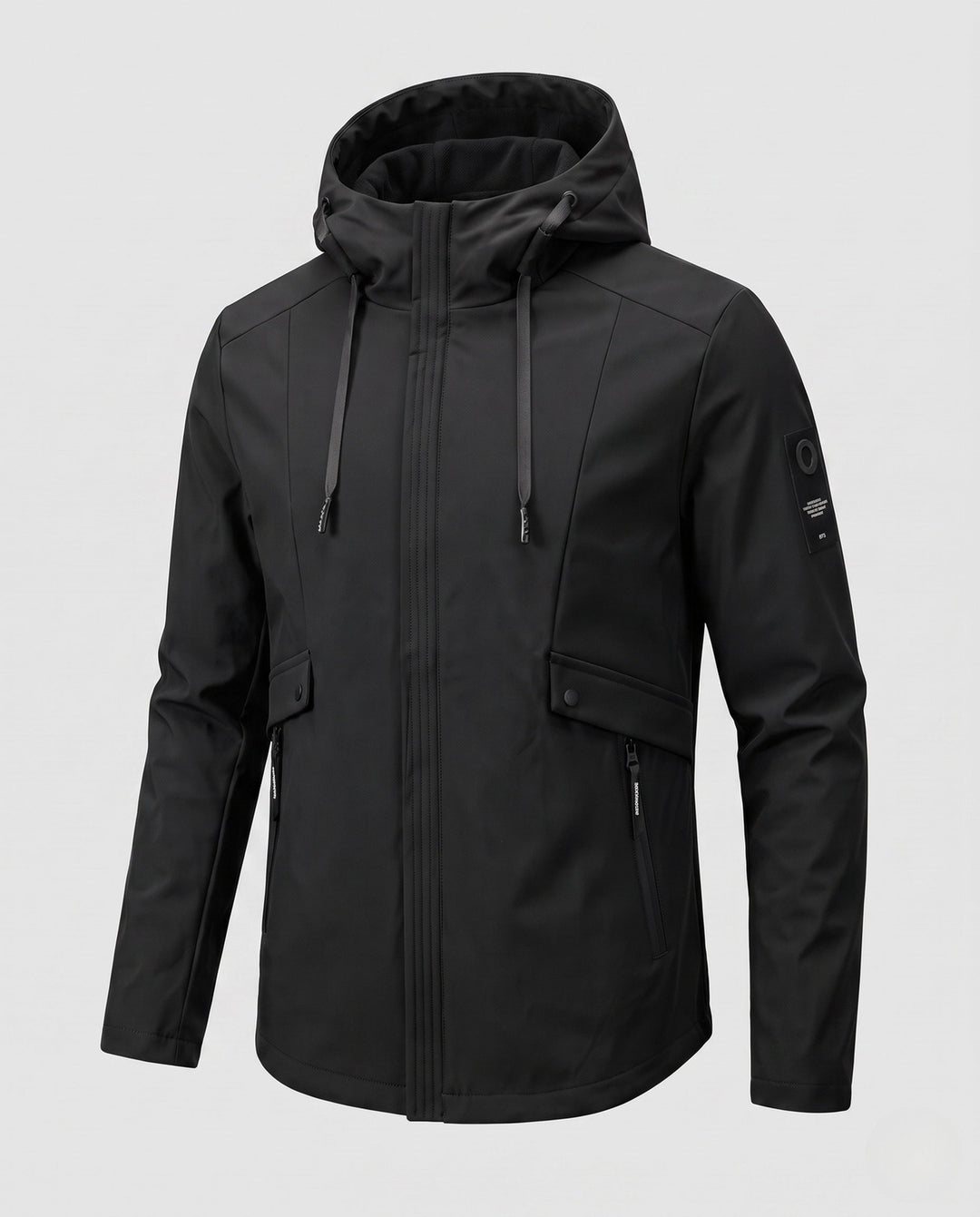 Herr Lätt Softshell Parkas med Huva, Vindresistent Yta, Dold Dragkedja, och Lockfickor