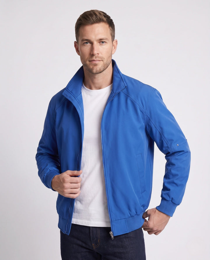 Herr Lätt Urban Blouson med Standing Krage, Elastisk Fåll, och Ärm Ficka