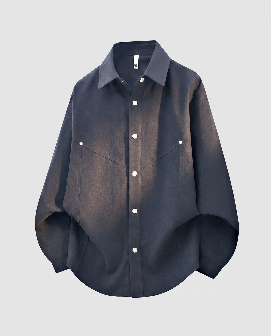 Herr Oversized Skjortjacka med Tryckknapp Knapp Slå, Rounded Fåll och Mjuk Canvas Tyg