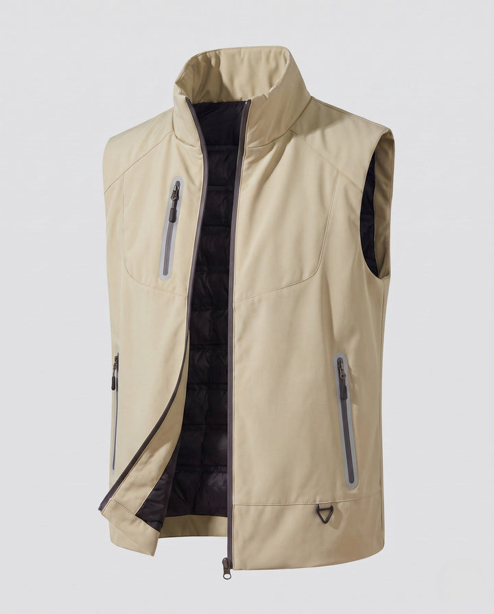 Herr Vattenavvisande Softshell Väst med Quiltad Termisk Foder och Tätad Dragkedjor