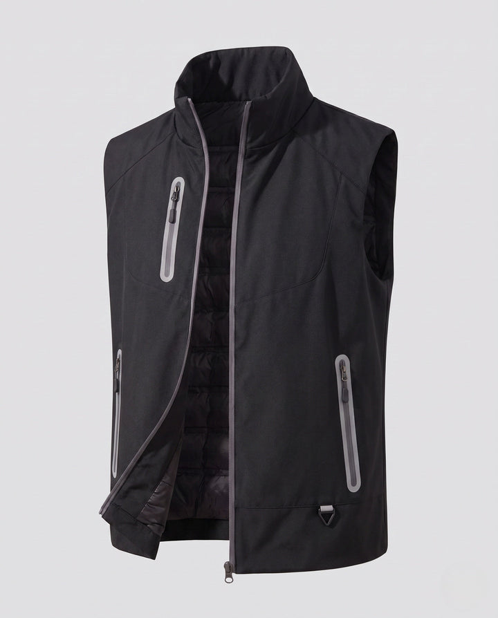 Herr Vattenavvisande Softshell Väst med Quiltad Termisk Foder och Tätad Dragkedjor