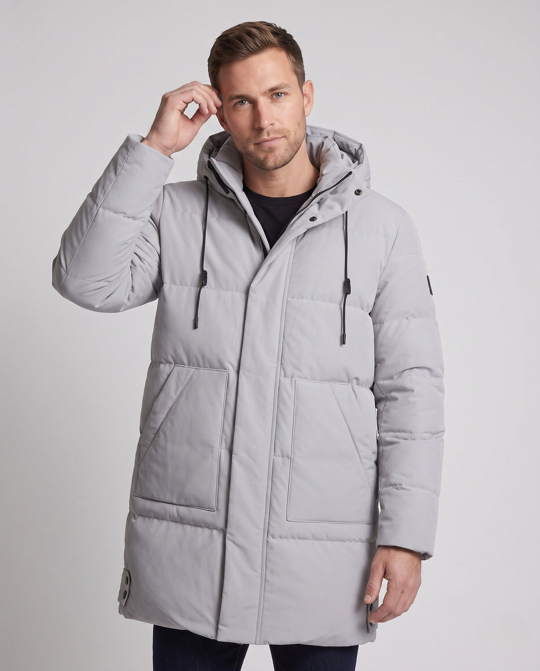 Herr Vindtät Termisk Parkas med Dold Fram Lock och Dragsko Huva