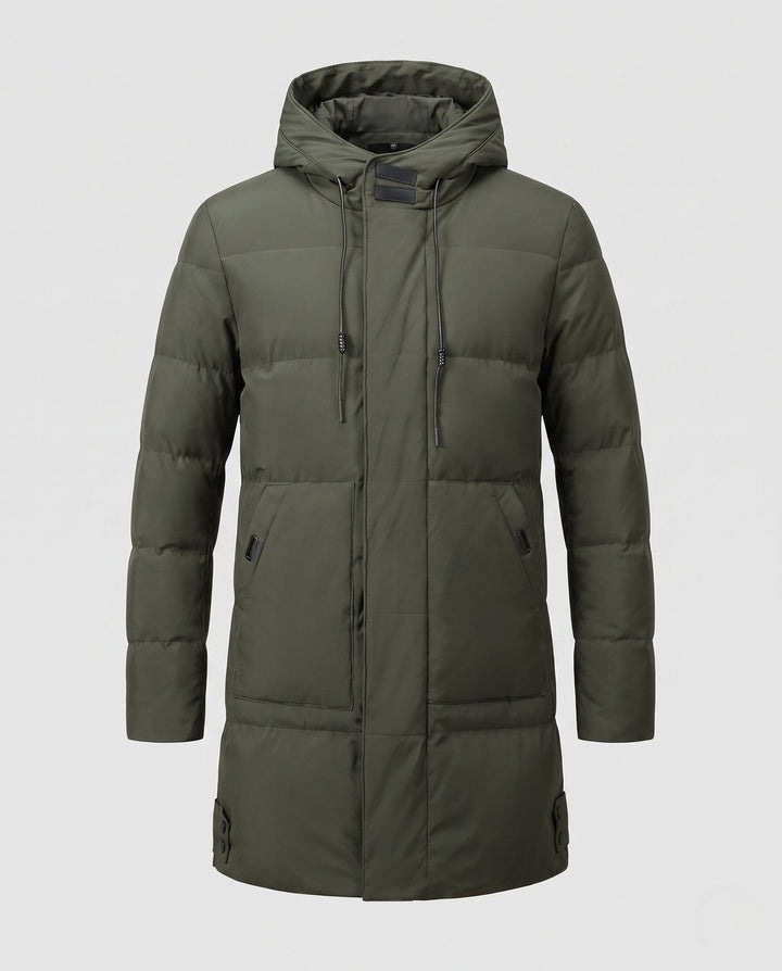 Herr Vindtät Termisk Parkas med Dold Fram Lock och Dragsko Huva
