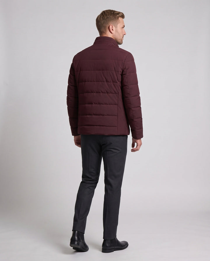 Herr Kort Midja Dun-Look Quiltad Jacka med Ståkrage och Termisk Isolering