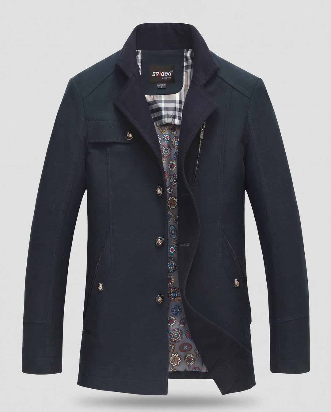 Herr Övergångsjacka i Fieldcoat Stil med Patterned Foder