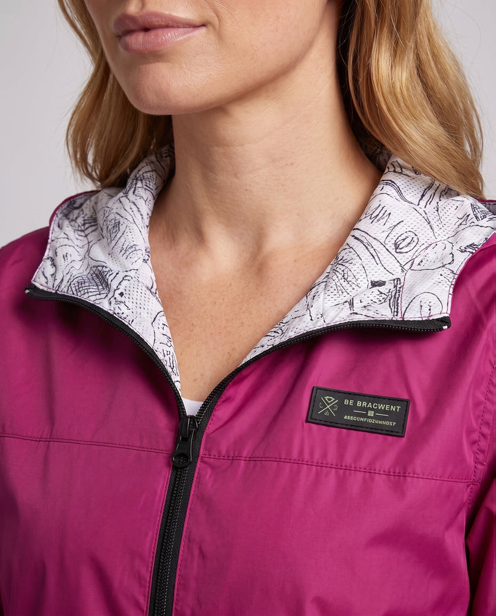 Dam lätt Hooded vindjacka med Printed foder, Water-Resistant och Packable