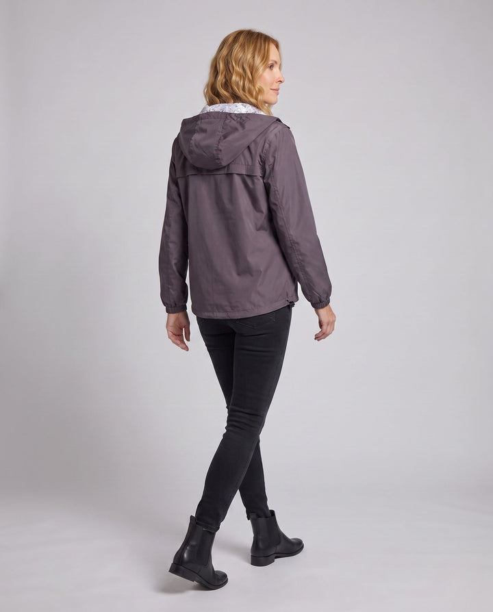 Unisex lätt hooded vindjacka med printed foder och drawstring