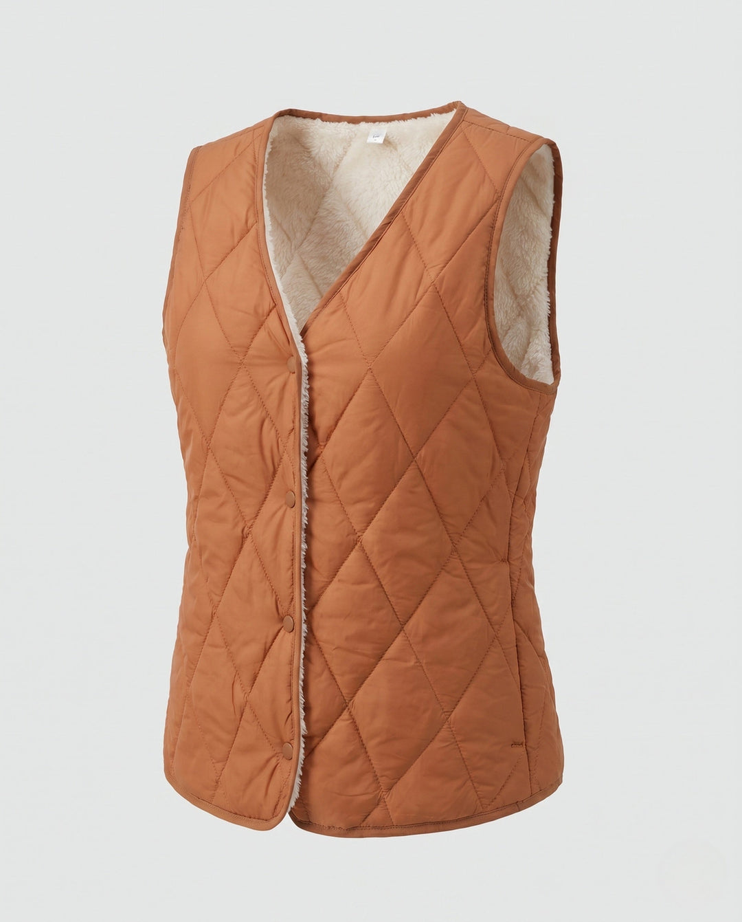 Dam Lightly Quiltad Transitional Väst med Tryckknapp Knapp Stängning