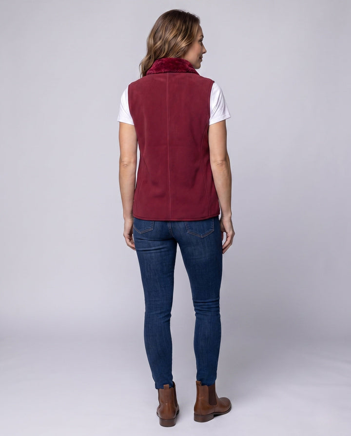 Dam Sleeveless Sherpa Fleece Väst med Stå Krage och Full Dragkedja