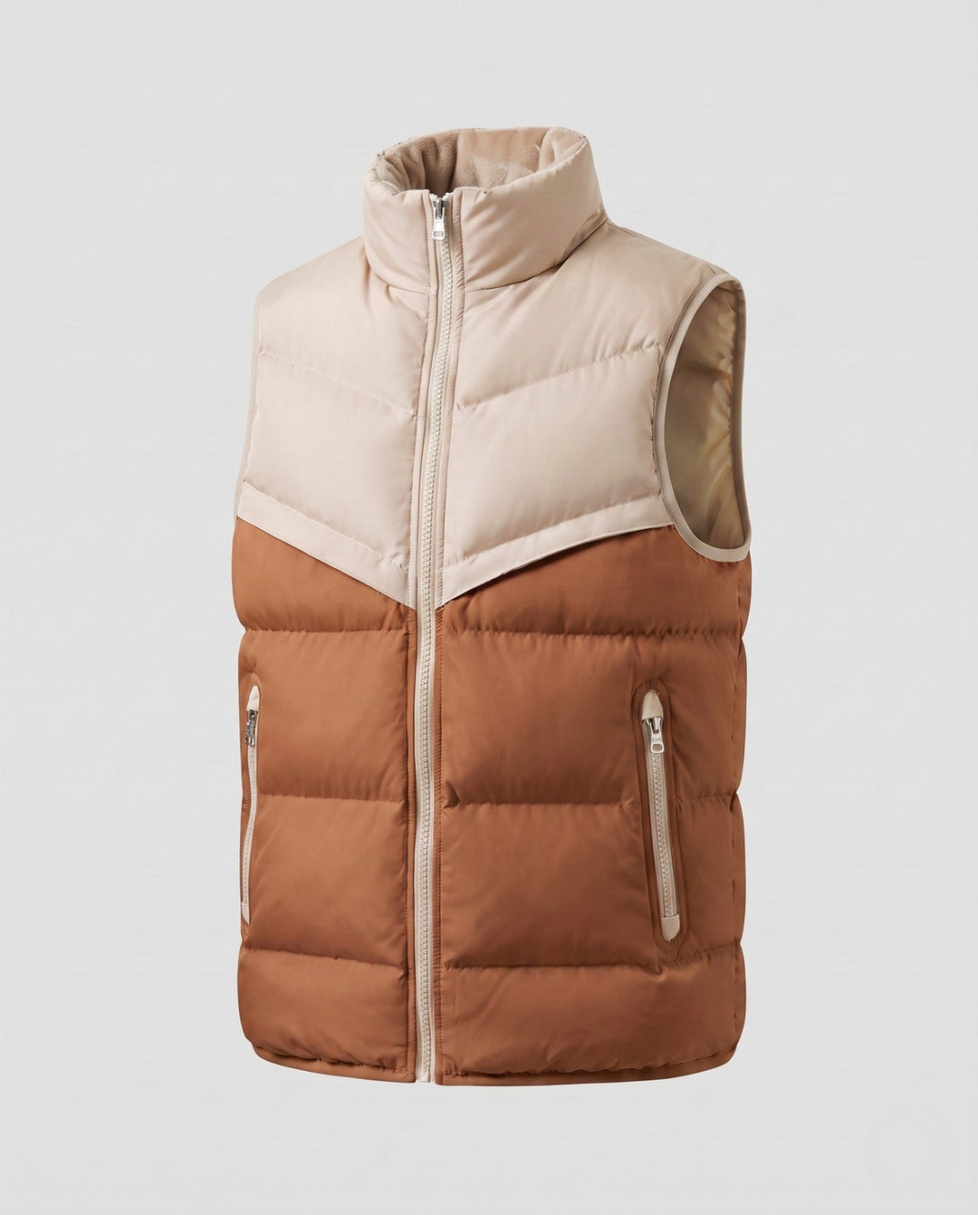 Dam Lätt Quiltad Isoleringsväst med Hög Krage och Zippered Fickor