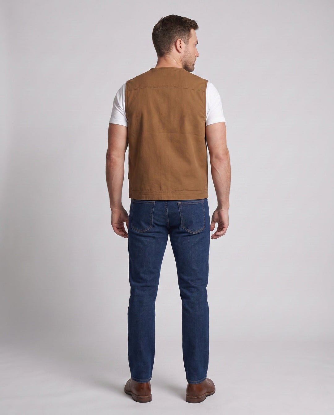 Herr robust Canvas Funktion väst med Rutig innerfoder och D-Ring