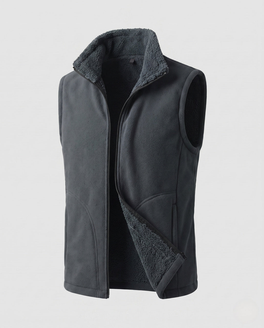Herr Thermo Fleece Väst med Double-Sided Sherpa Innerfoder och Dragkedja Fickor