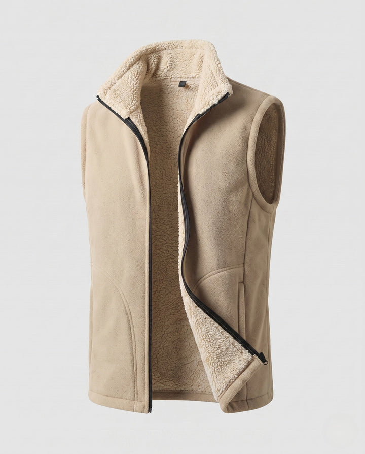 Herr Thermo Fleece Väst med Double-Sided Sherpa Innerfoder och Dragkedja Fickor
