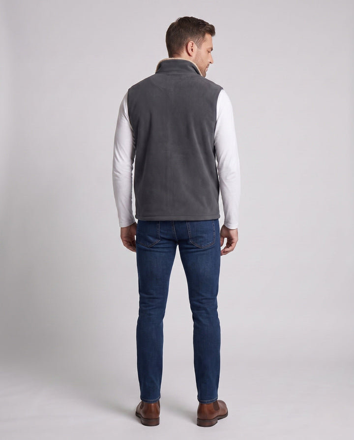 Herr Termisk Fleece Väst med Sherpa Foder, Hög Ståkrage och Dold Sidofickor