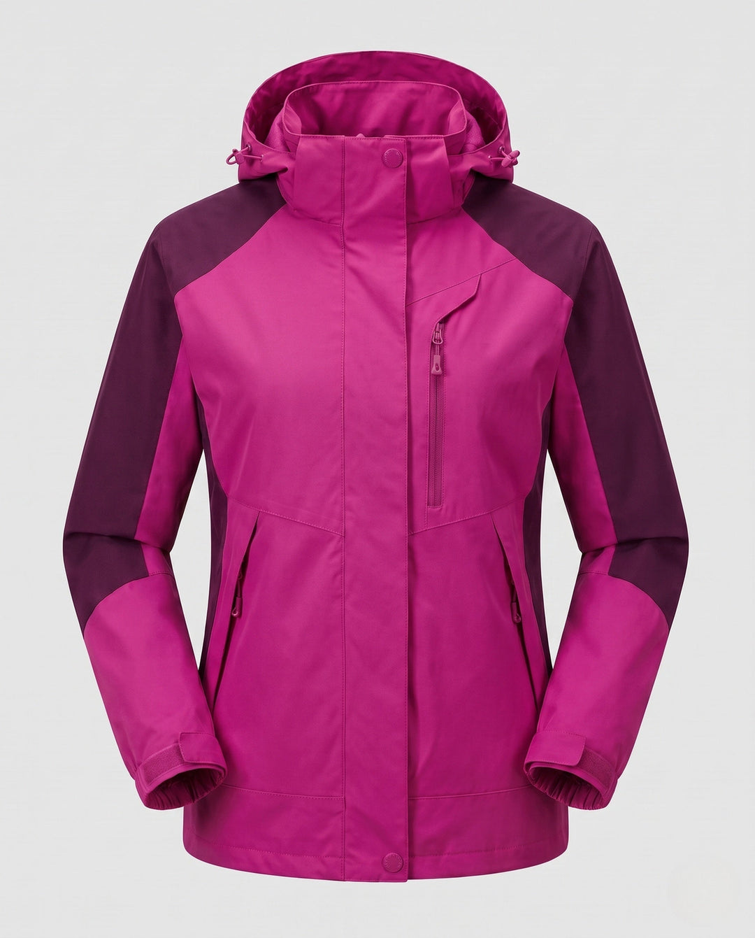 Dam andningsbar softshell utomhus kappa med huva och kontrasterande inserts