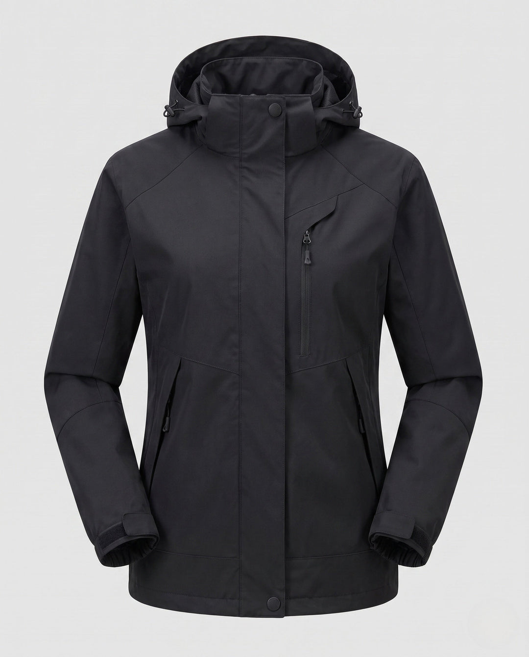 Dam andningsbar softshell utomhus kappa med huva och kontrasterande inserts