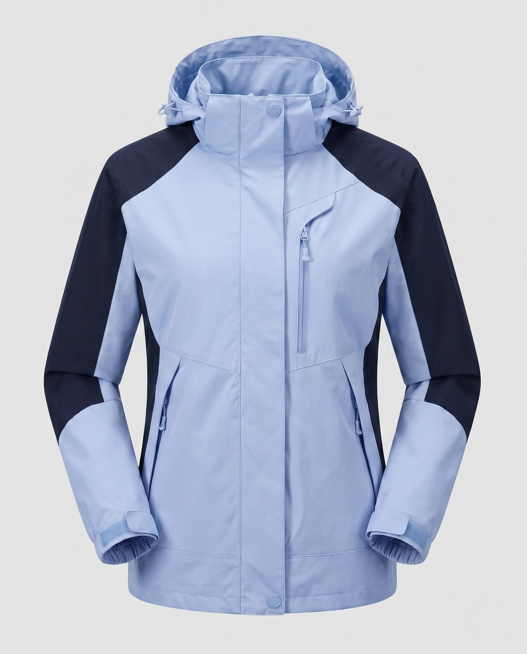 Dam andningsbar softshell utomhus kappa med huva och kontrasterande inserts