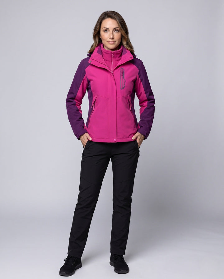 Dam multifunctional softshell utomhusjacka set med fleece inner jacka och funktionell byxor