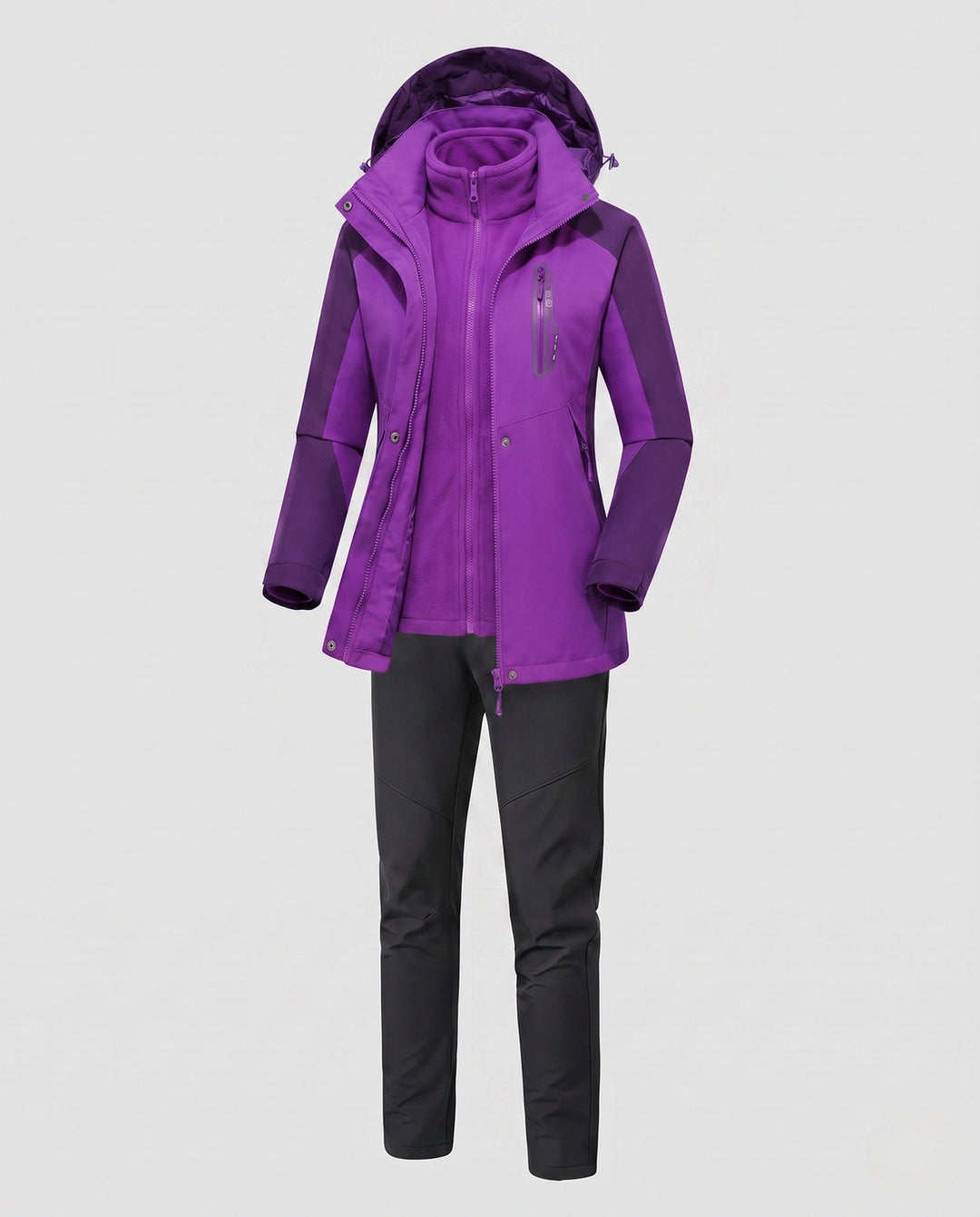 Dam multifunctional softshell utomhusjacka set med fleece inner jacka och funktionell byxor